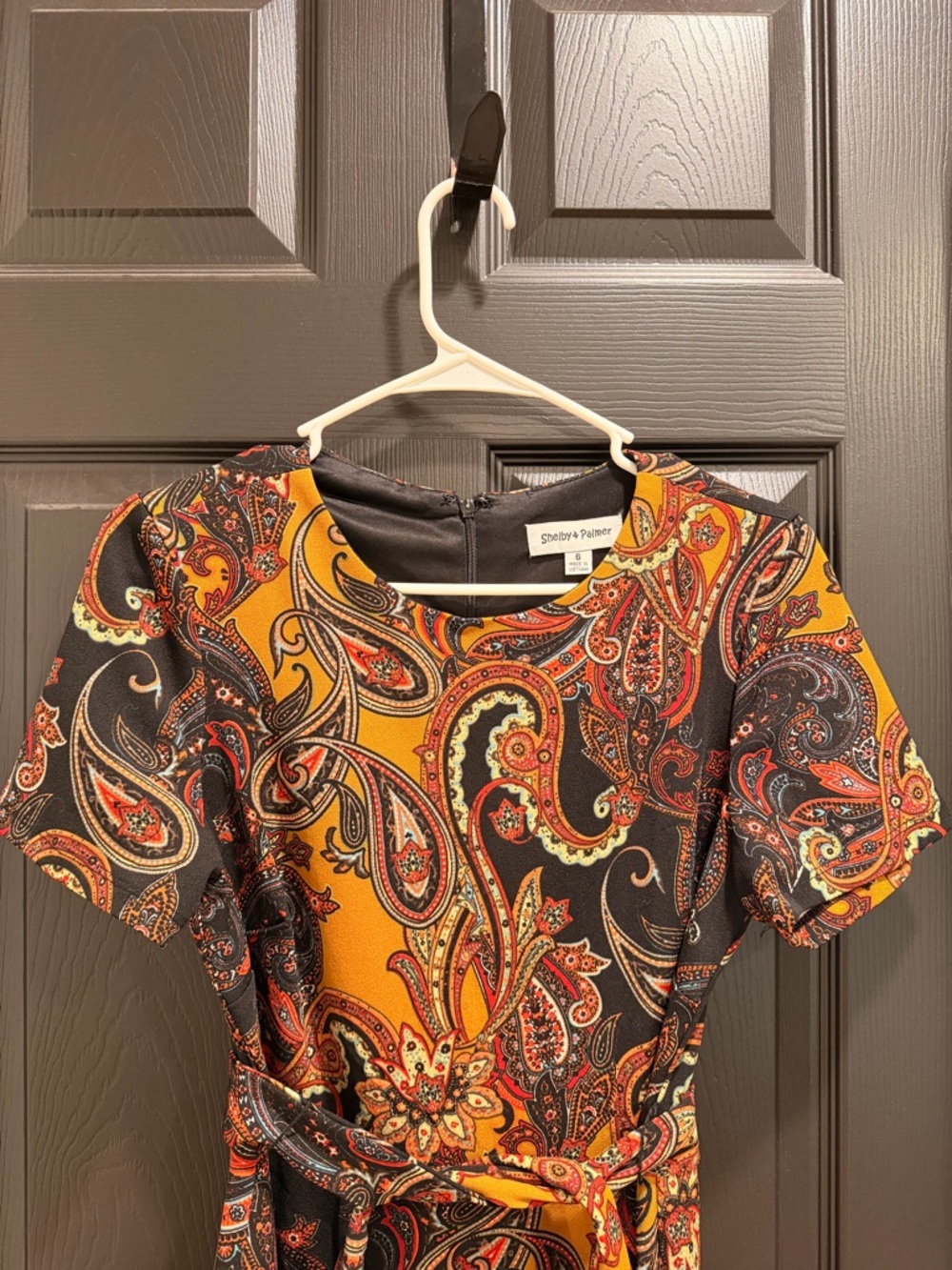 Shelby & Palmer Black and Mustard Paisley Midi Dress - Picture 3 of 5